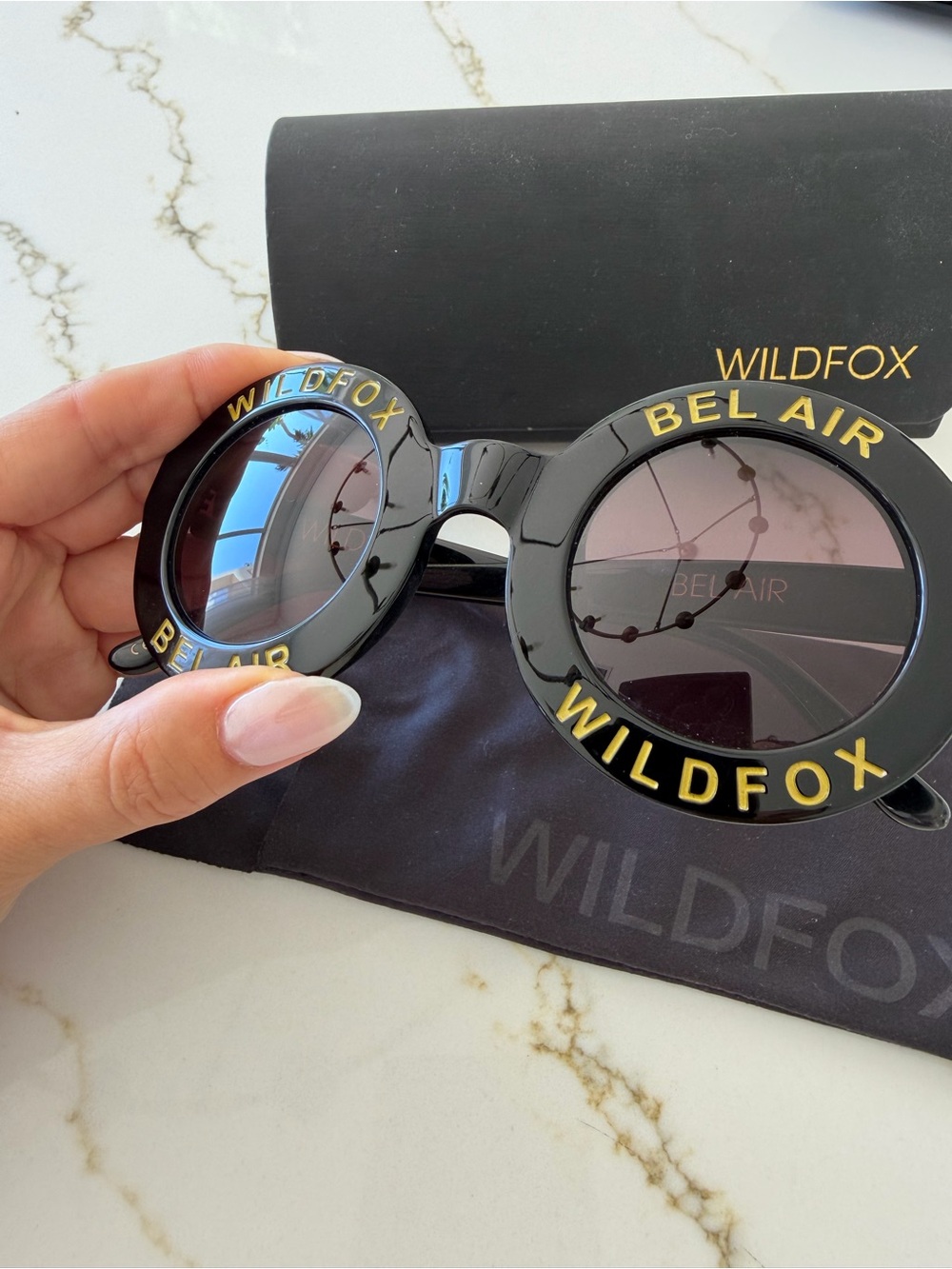 Wildfox Black and Gold Bel Air Round Sunglasses